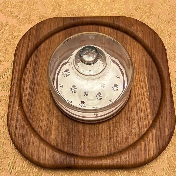 Vintage Goodwood Teak Cheese Board with Glass Dome | Mid-Century Modern - Picture 1 of 9